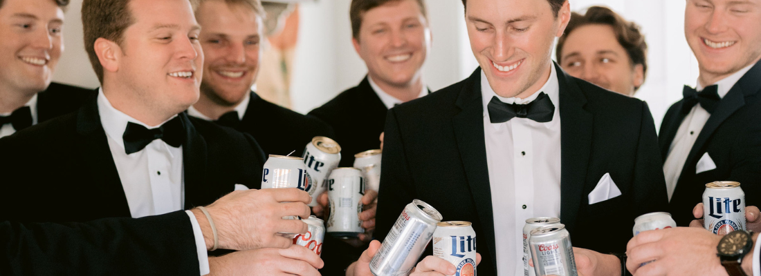 Event Beverage Catering groomsmen cheersing wedding beer ceremony bnb beverage mangement